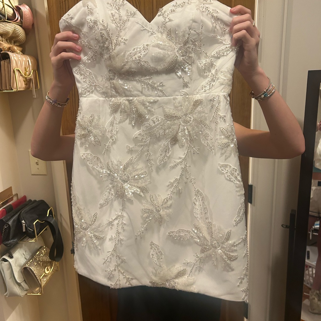 Milly White Floral/Sequin Dress Perfect For Bride To Be!!!